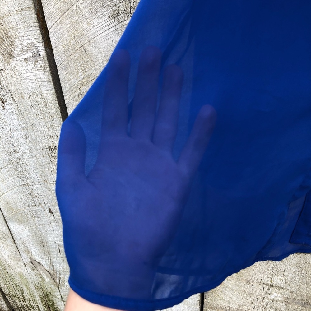Forever 21 | blue sheer button down shirt - Picture 4 of 5